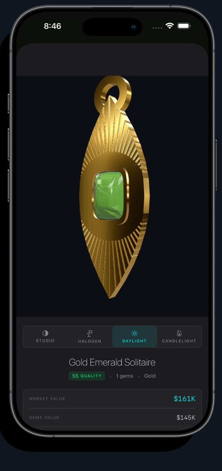 Jewelry designer with lighting environments